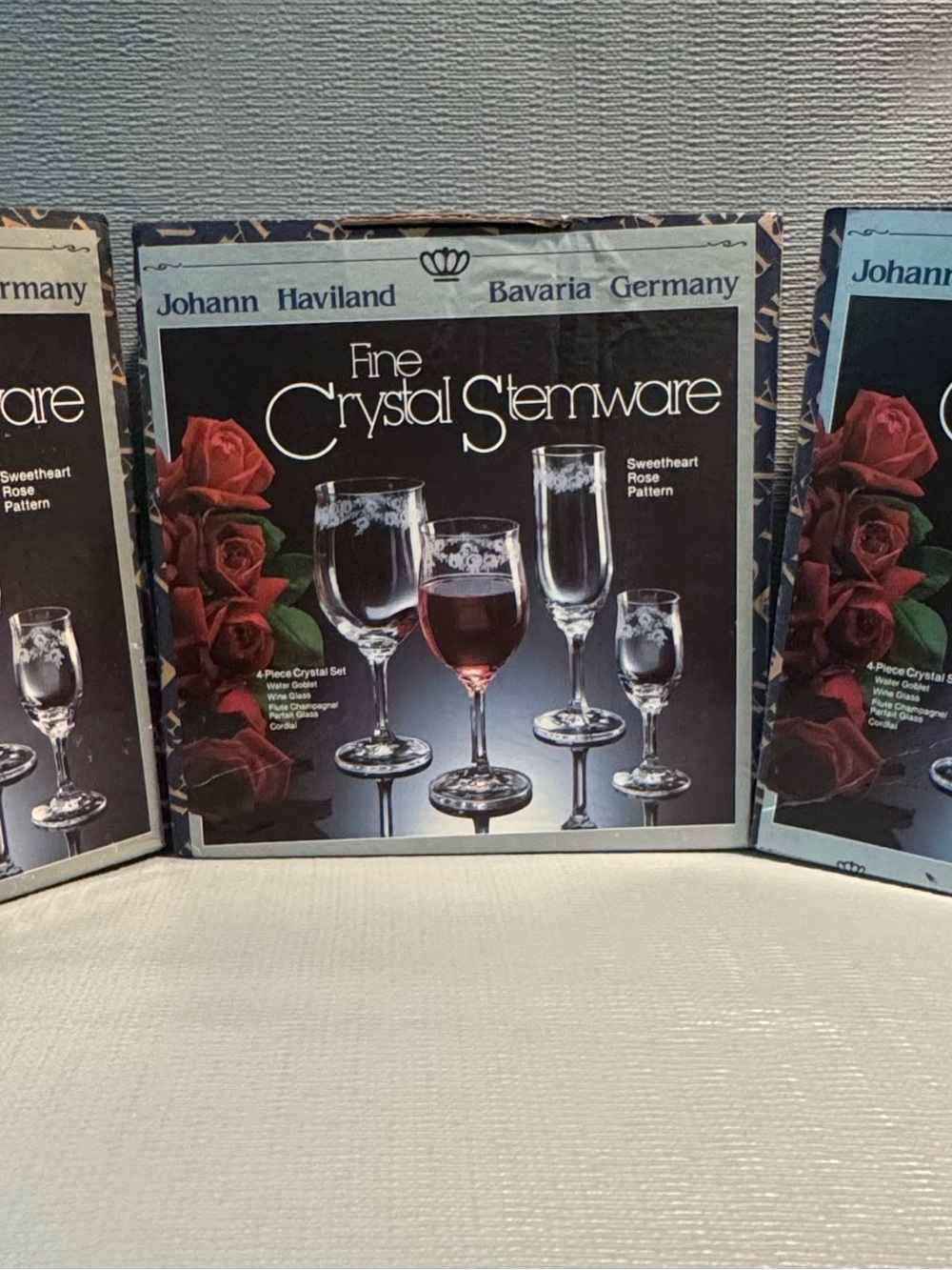 Johann Haviland Fine Crystal Stemware - Sweetheart Rose Pattern - Clear
